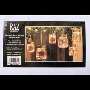 Lighted Glass Miniature Mason Jar Garland